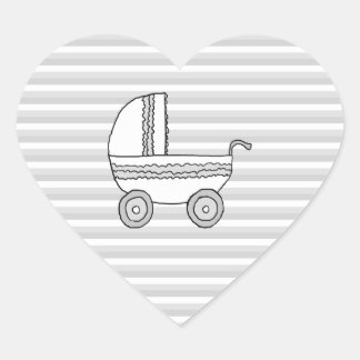 Pegatina En Forma De Corazón Pram para bebés blanco y gris.