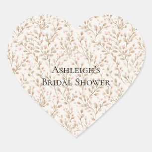 Pegatina En Forma De Corazón Precioso baño de rosa crema floral ducha de novia
