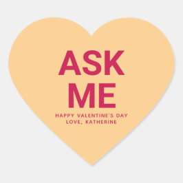 Pegatina En Forma De Corazón Pregúntenme divertida y linda conversación El día 