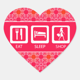Pegatina En Forma De Corazón Premio Pink Funny Shopaholic Eat Sleep Shop