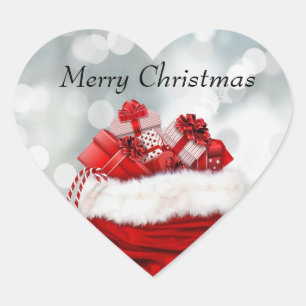 Pegatina En Forma De Corazón Presente rojo de navidades