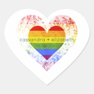 Pegatina En Forma De Corazón Pride Rainbow Heart Lesbian Gay Wedding