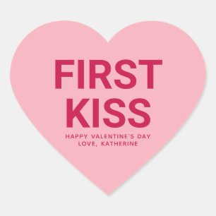 Pegatina En Forma De Corazón Primer beso lindo El día de San Valentín divertido