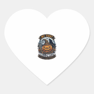 Pegatina En Forma De Corazón Primer Halloween como hermano Pumpkin Wolf Moon_1