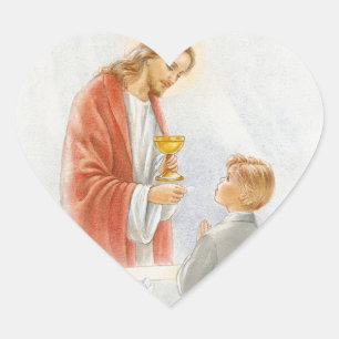Pegatina En Forma De Corazón Primer niño de confirmación de la comunión