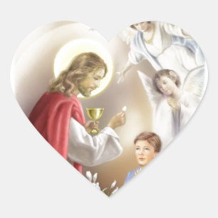 Pegatina En Forma De Corazón Primer niño de la Santa Comunión