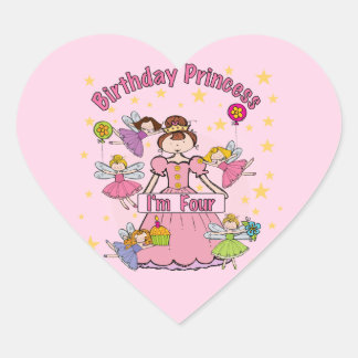 Pegatina En Forma De Corazón Princesa de cumpleaños soy Cuatro camisetas y rega