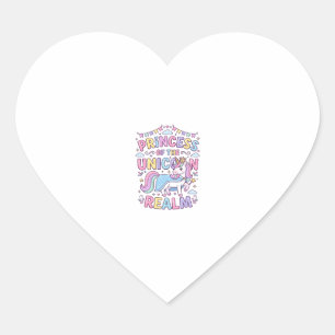 Pegatina En Forma De Corazón Princesa Unicornio del Reino Unicornio Encantador 