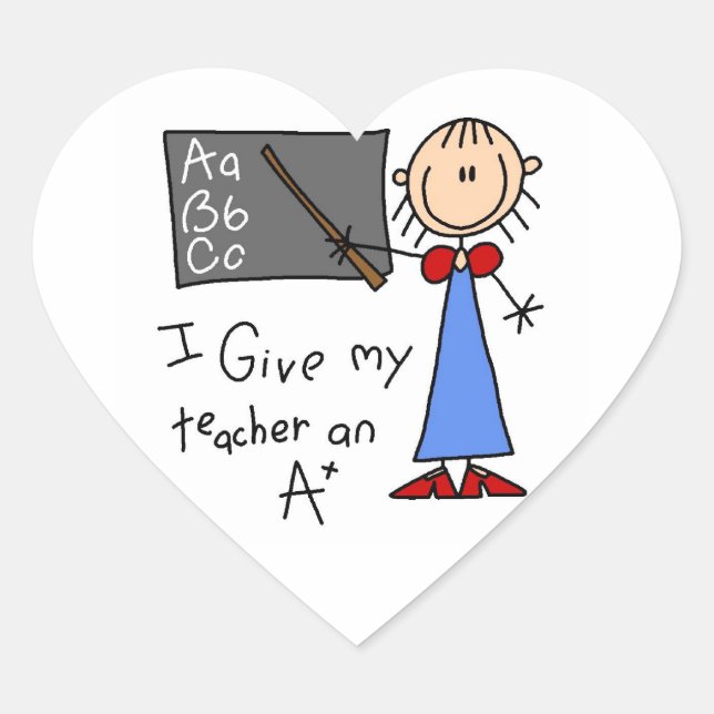 Pegatina En Forma De Corazón Profesor A Plus (Anverso)