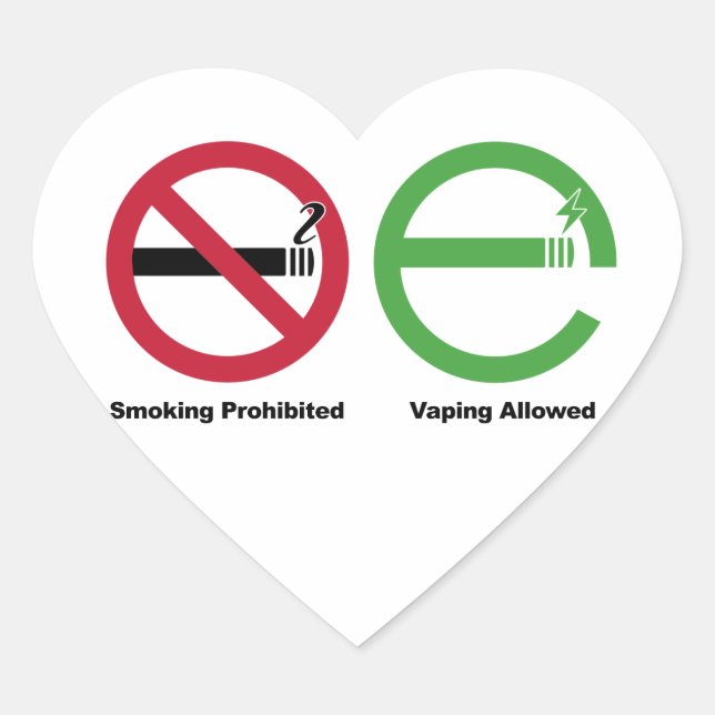Pegatina En Forma De Corazón Prohibido fumar. Vaping permitido (Anverso)