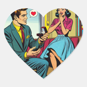 Pegatina En Forma De Corazón Propuesta de arte pop con estilo de libro de histo