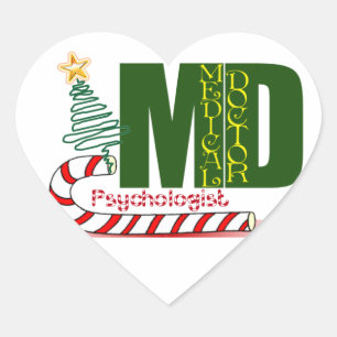 Pegatina En Forma De Corazón Psicólogo MERRY NAVIDAD