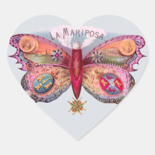 Pegatina En Forma De Corazón Publicidad de pintura de antigüedades de mariposa
