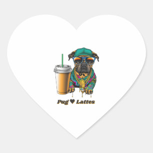 Pegatina En Forma De Corazón Pug ama a Latte la Camisa Perfecta para Pug y