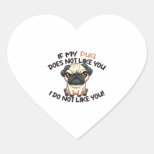 Pegatina En Forma De Corazón Pug enojado (Tan) - Diseño único
