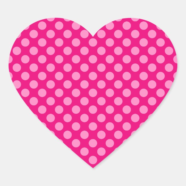 Pegatina En Forma De Corazón Puntos de Polka Rosa (Anverso)