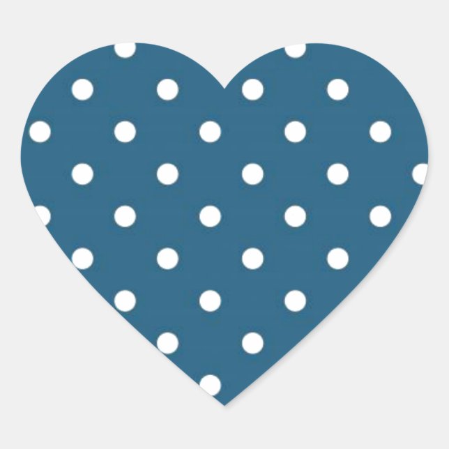 Pegatina En Forma De Corazón Puntos de polka verde azulados (Anverso)