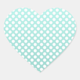 Pegatina En Forma De Corazón Puntos dulces turquesa y blanco