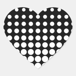 Pegatina En Forma De Corazón Puntos Progresistas en Blanco y Negro