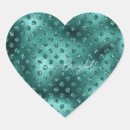 Pegatina En Forma De Corazón Puntos Purpurinas verdes