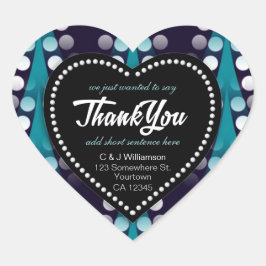 Pegatina En Forma De Corazón Puntos Verde azulados modernos Gracias Al Corazón