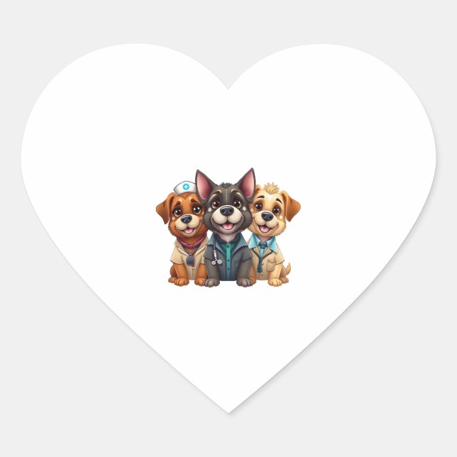 Pegatina En Forma De Corazón Puppies (Anverso)