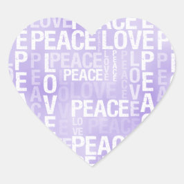 Pegatina En Forma De Corazón Púrpura amor por la paz blanca