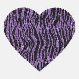 Pegatina En Forma De Corazón Púrpura Purpurina negro Imprimir cebra