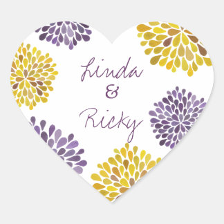 Pegatina En Forma De Corazón Púrpura y amarillo arde la sangre Boda sellado Peg