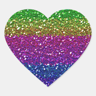 Pegatina En Forma De Corazón Purpurina arcoiris
