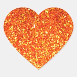 Pegatina En Forma De Corazón Purpurina brillante anaranjado