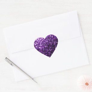Pegatina En Forma De Corazón Purpurina brillante falsa de color púrpura oscuro