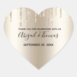 Pegatina En Forma De Corazón Purpurina de champaña Drip Boda de moda de Glam