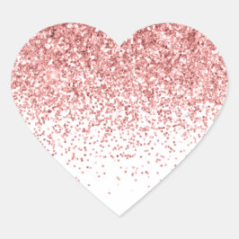 Pegatina En Forma De Corazón Purpurina de confetti rosado Glitzy Glam Sparkle
