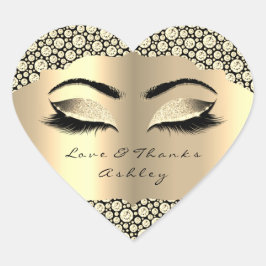 Pegatina En Forma De Corazón Purpurina De Diamantes Oro Lash Ojos Amor Y Gracia