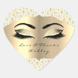 Pegatina En Forma De Corazón Purpurina de diamantes Oro Lash Ojos Amor Y Gracia