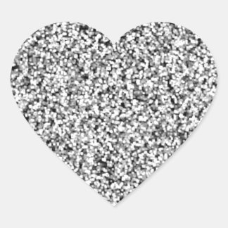 Pegatina En Forma De Corazón Purpurina de Faux Gris Plateado