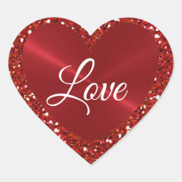 Pegatina En Forma De Corazón Purpurina de imitación roja y Pegatina con forma d