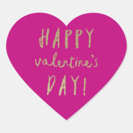 Pegatina En Forma De Corazón Purpurina de oro corazón feliz San Valentín día pe