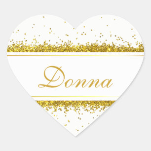 Pegatina En Forma De Corazón Purpurina de oro Nombre de Confetti - Pegatina del