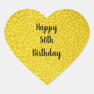 Pegatina En Forma De Corazón Purpurina de oro Sparkle Feliz Personalizado de 50