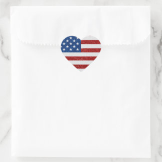 Pegatina En Forma De Corazón Purpurina del 4 de julio con bandera estadounidens