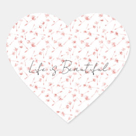 Pegatina En Forma De Corazón Purpurina Floral Floral de Rubor Rosa Peachy Glitz