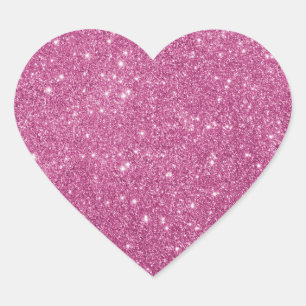 Pegatina En Forma De Corazón Purpurina Girly Hot Pink