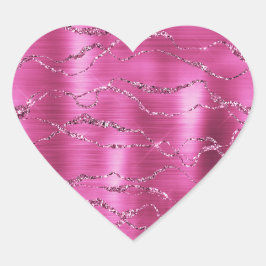 Pegatina En Forma De Corazón Purpurina Girly Pink Glitz
