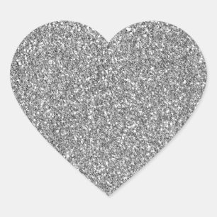 Pegatina En Forma De Corazón Purpurina Glitzy Glam Sparkle de plata de moda