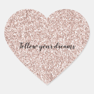 Pegatina En Forma De Corazón Purpurina rosa de Rubor Glitzy