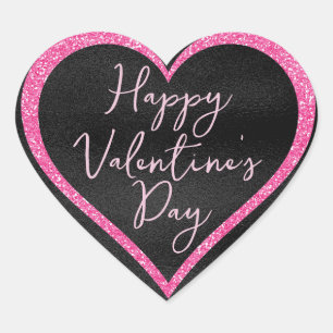 Pegatina En Forma De Corazón Purpurina rosado caliente en El día de San Valentí