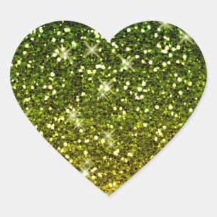 Pegatina En Forma De Corazón Purpurinas del Oro Verde Oscuro