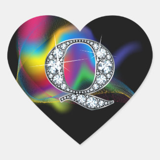 Pegatina En Forma De Corazón "Q" Sonido de diamantes en Pegatina cardíaco de re